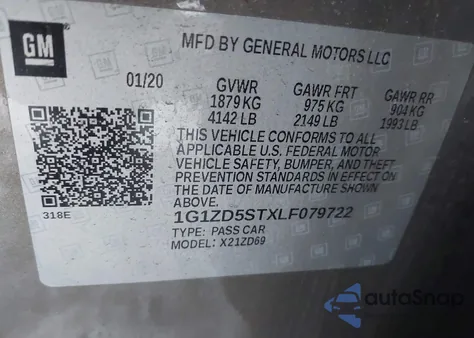 2020 Chevrolet Malibu Fwd Lt из США, поврежденный, VIN 1G1ZD5STXLF079722